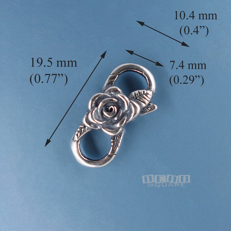 Sterling Silver Rose Floral Infinity Double Lobster Claw Clasp Connector #33218