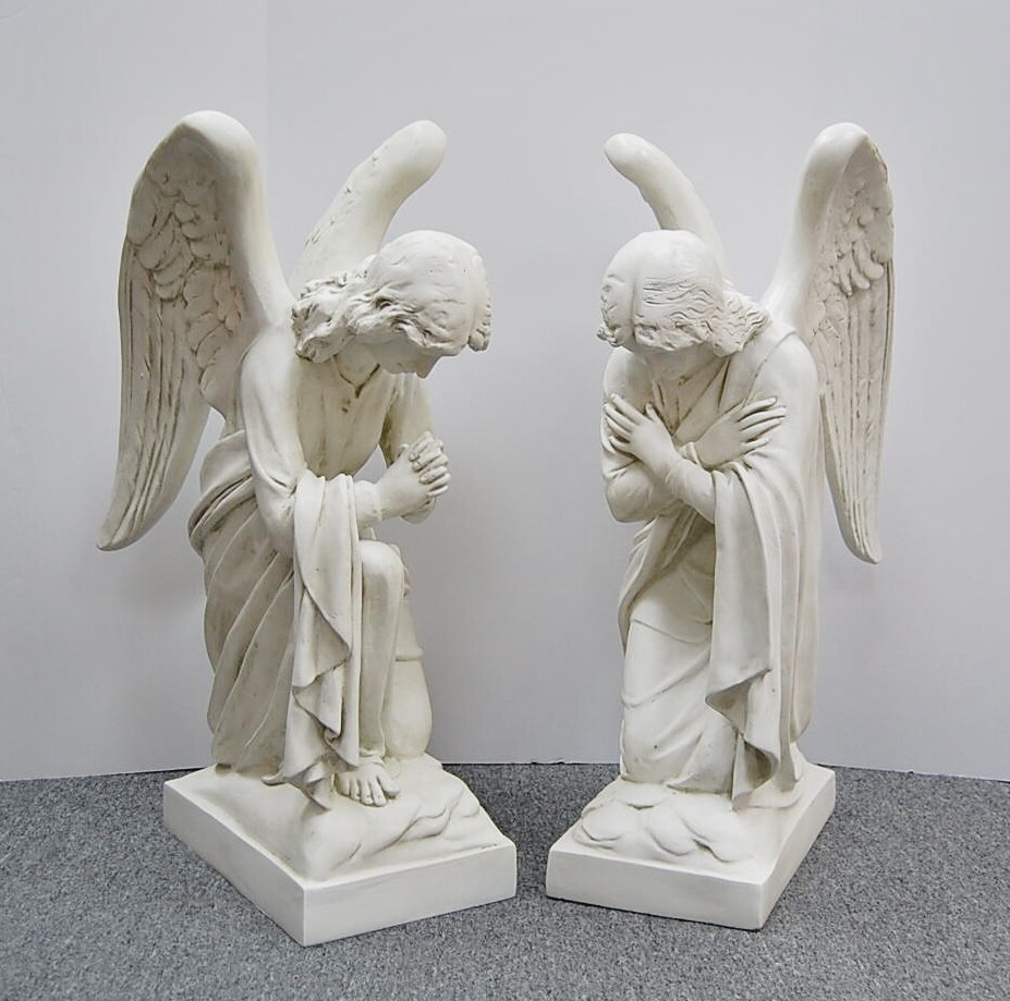 PAIR OF TRADITIONAL KNEELING ADORING ANGELS 28" - FIBERGLASS STATUE