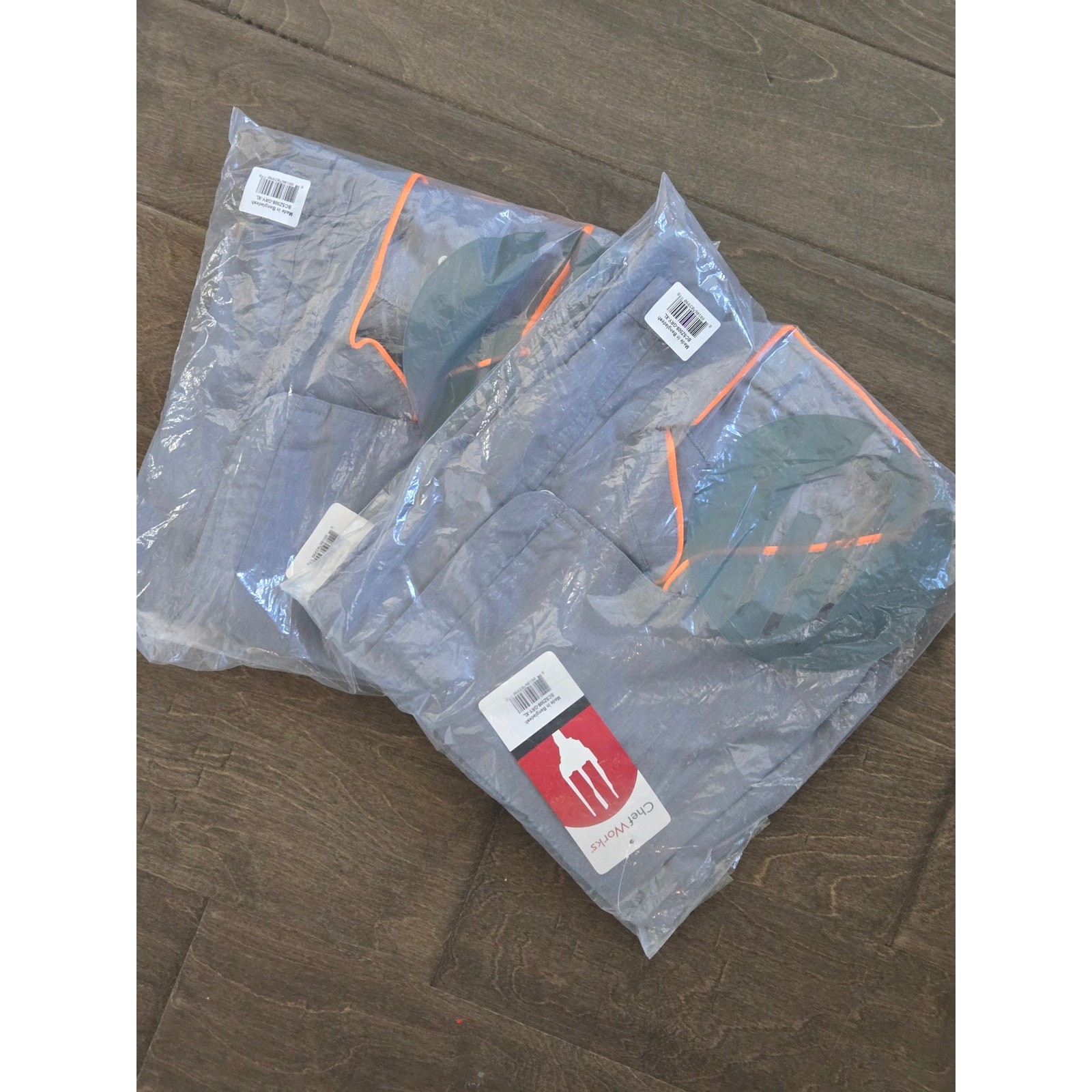 Chef Works Springfield Chef Coat SET OF 2Gray Orange Trim NWT Chef Jacket