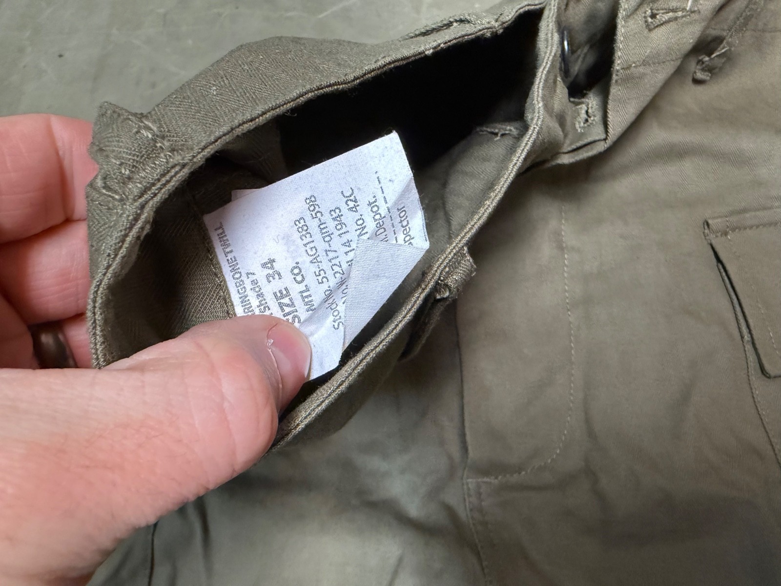 WWII US ARMY DARK SHADE HBT COMBAT FIELD TROUSERS- MEDIUM 34 WAIST