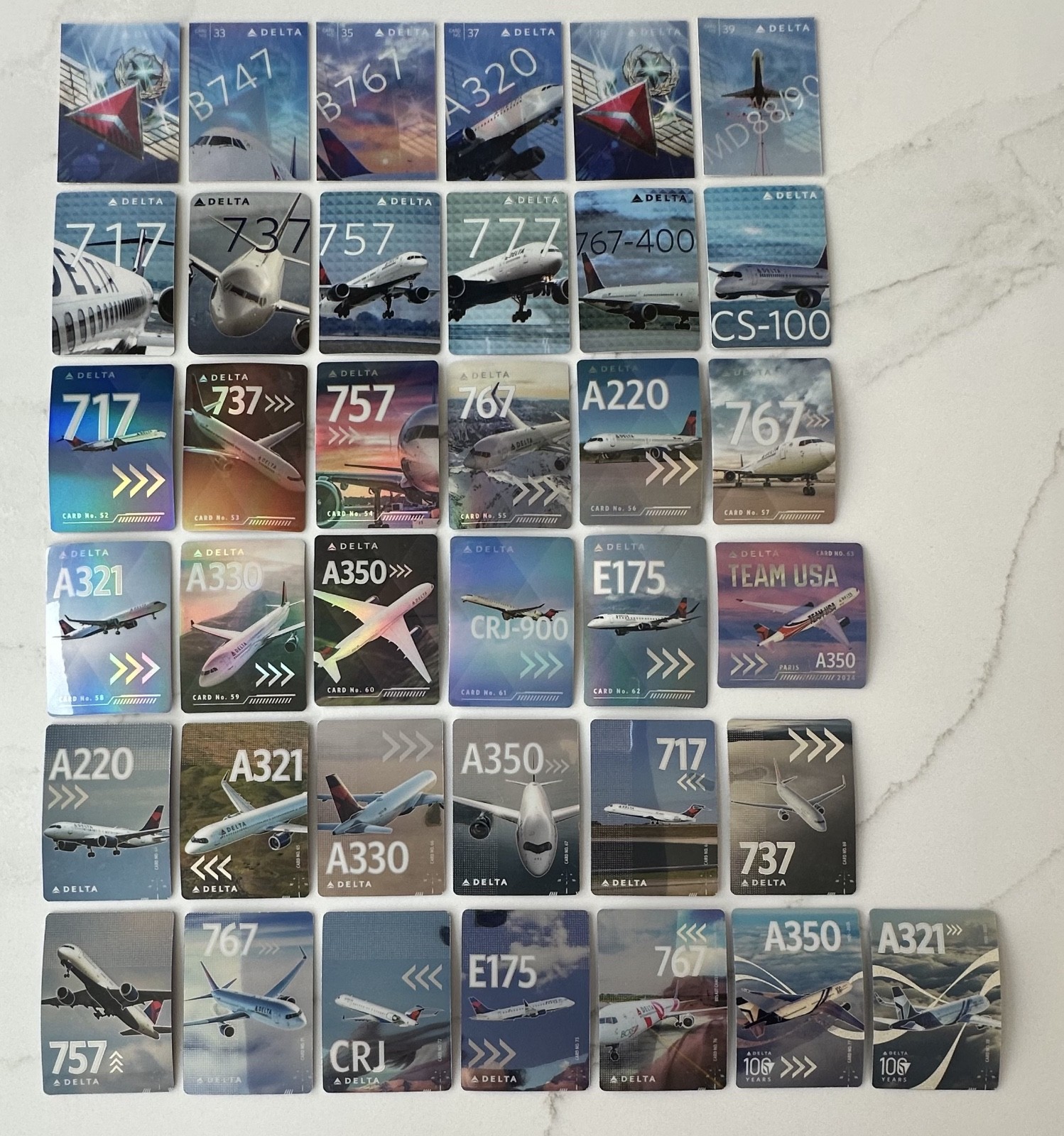 Pick from 31 Delta Air Lines Trading Cards 2015-2026 Limited Editions Holograms