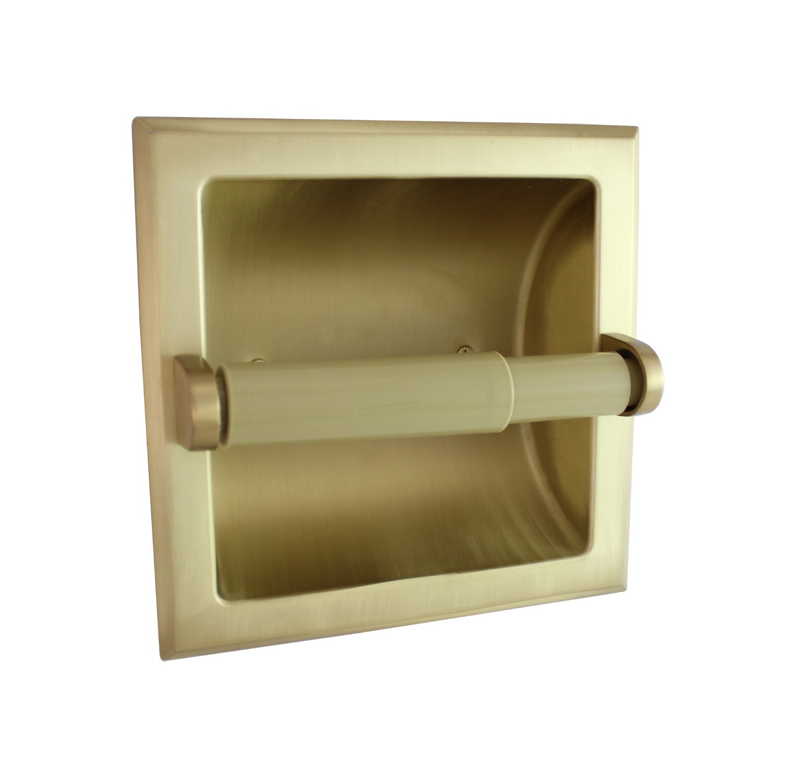 Satin Brass Wall Mounted Heavy Duty Recessed Toilet Paper Holder