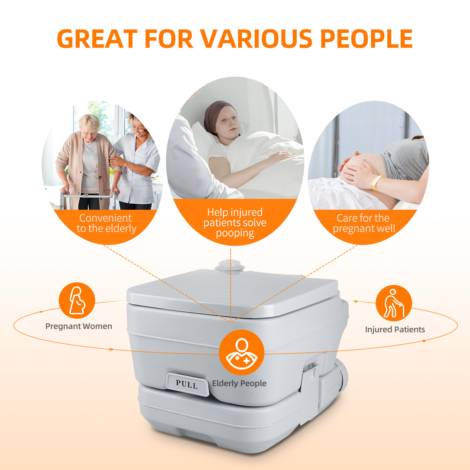 2.6 Gallon 10L Portable Toilet Flush Commode Potty Outdoor Indoor Travel Camping