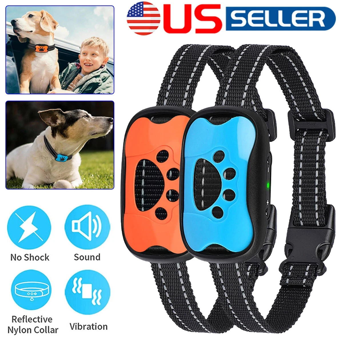 Anti Bark Collar Dog Pet Anti Barking Device Dogs Training No Shock Rechargeable