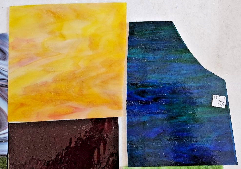 9 & 1/3 Pounds of Assorted Multicolor Stained-Glass Large Scraps/Sheets