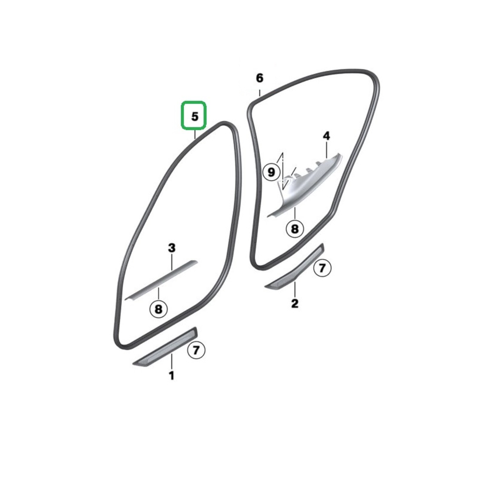 BMW F10 F11 F18 5-Series 2010-2016 Rubber Door Seal Edge Protector Weatherstrip