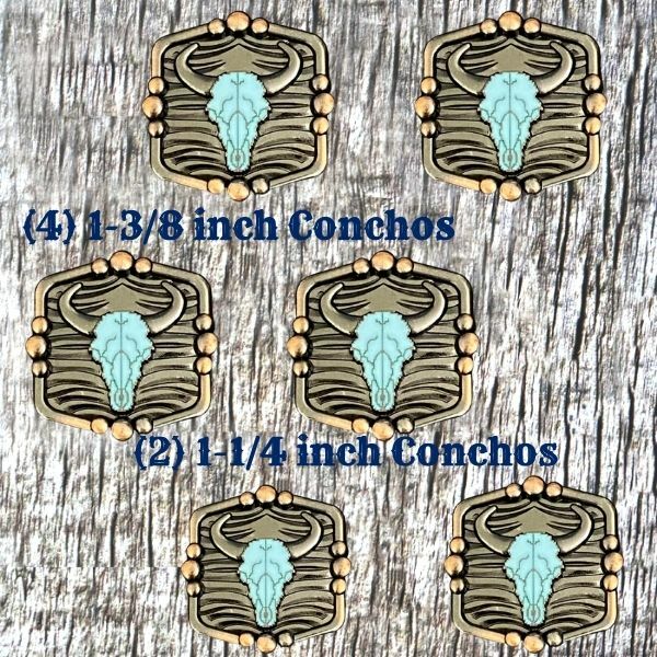 American Turquoise Buffalo Concho Saddle Set CON233-C-SD-SET-2-LBTQ