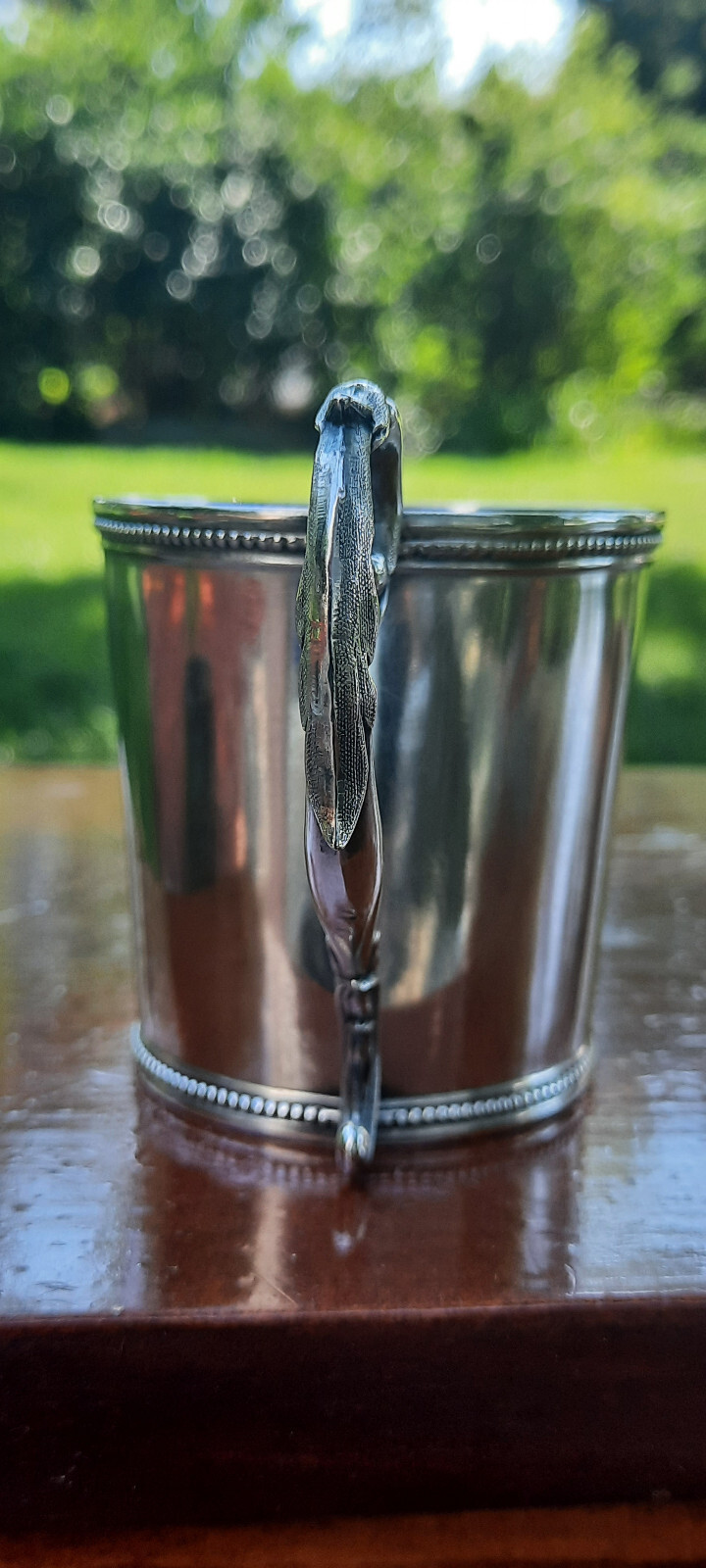 Pure Silver Coin Tift & Whiting Small Beaded Cup 69 grams, no Mono