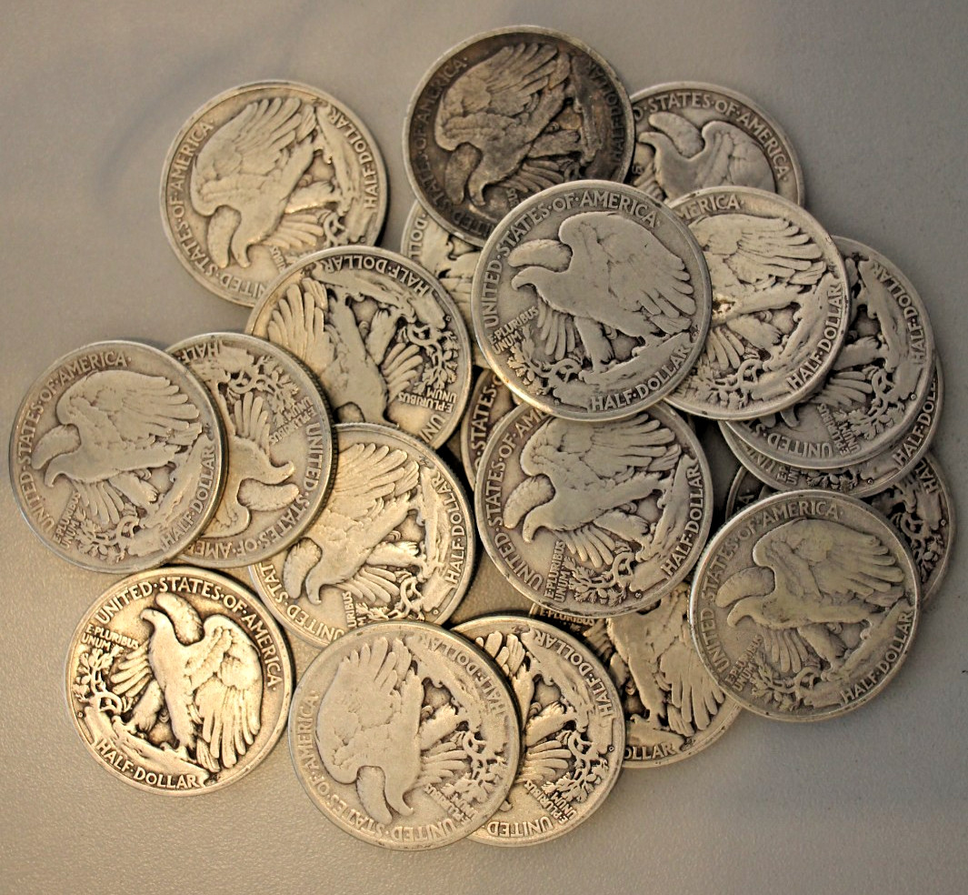 90% Silver Walking Liberty 1/2 Dollar, Free Shipping! Quantity Discounts!