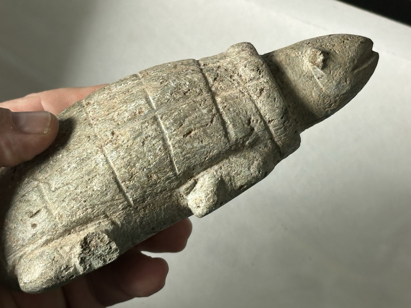 RARE CARVED STONE TURTLE EFFIGY FROM THE COLUMBIA RIVER, OREGON, MOTLEY COA