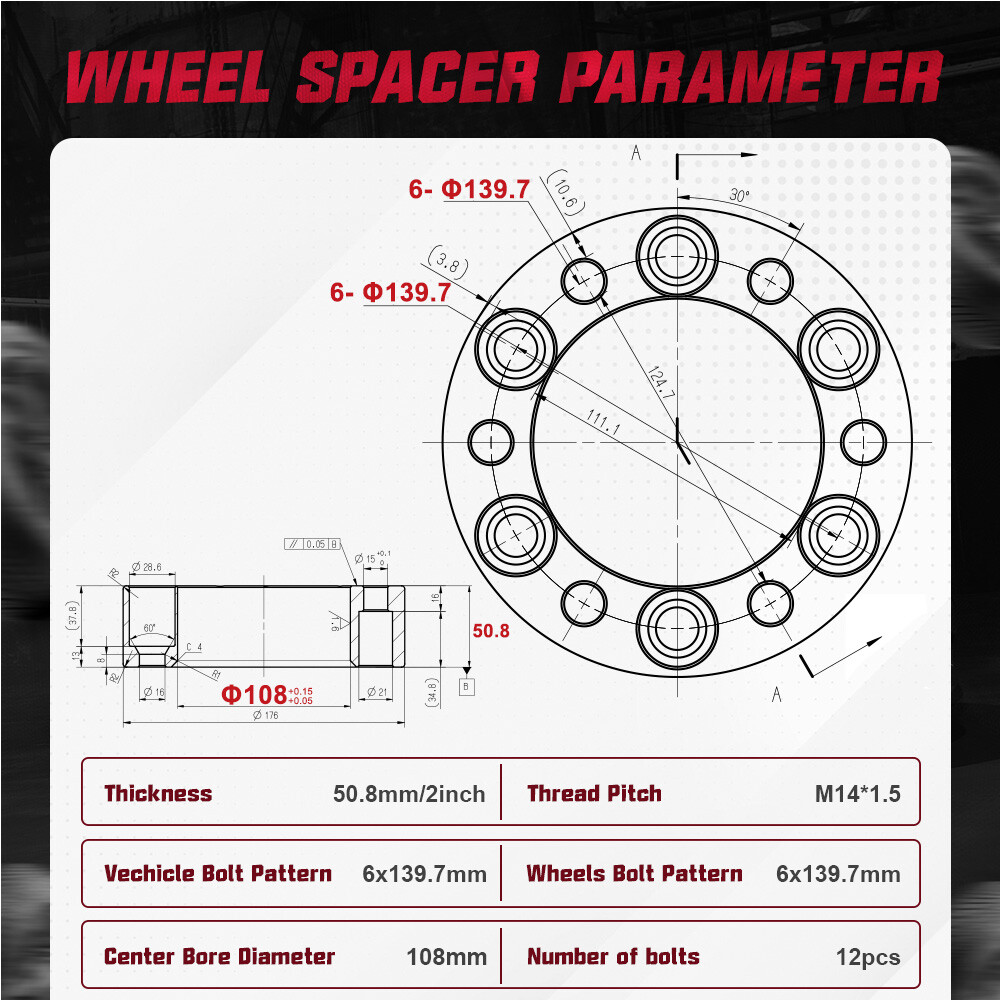 4Pcs 2 inch 6 Lug 6x5.5 Wheel Spacers fits Chevy Silverado 1500 Suburban Sierra