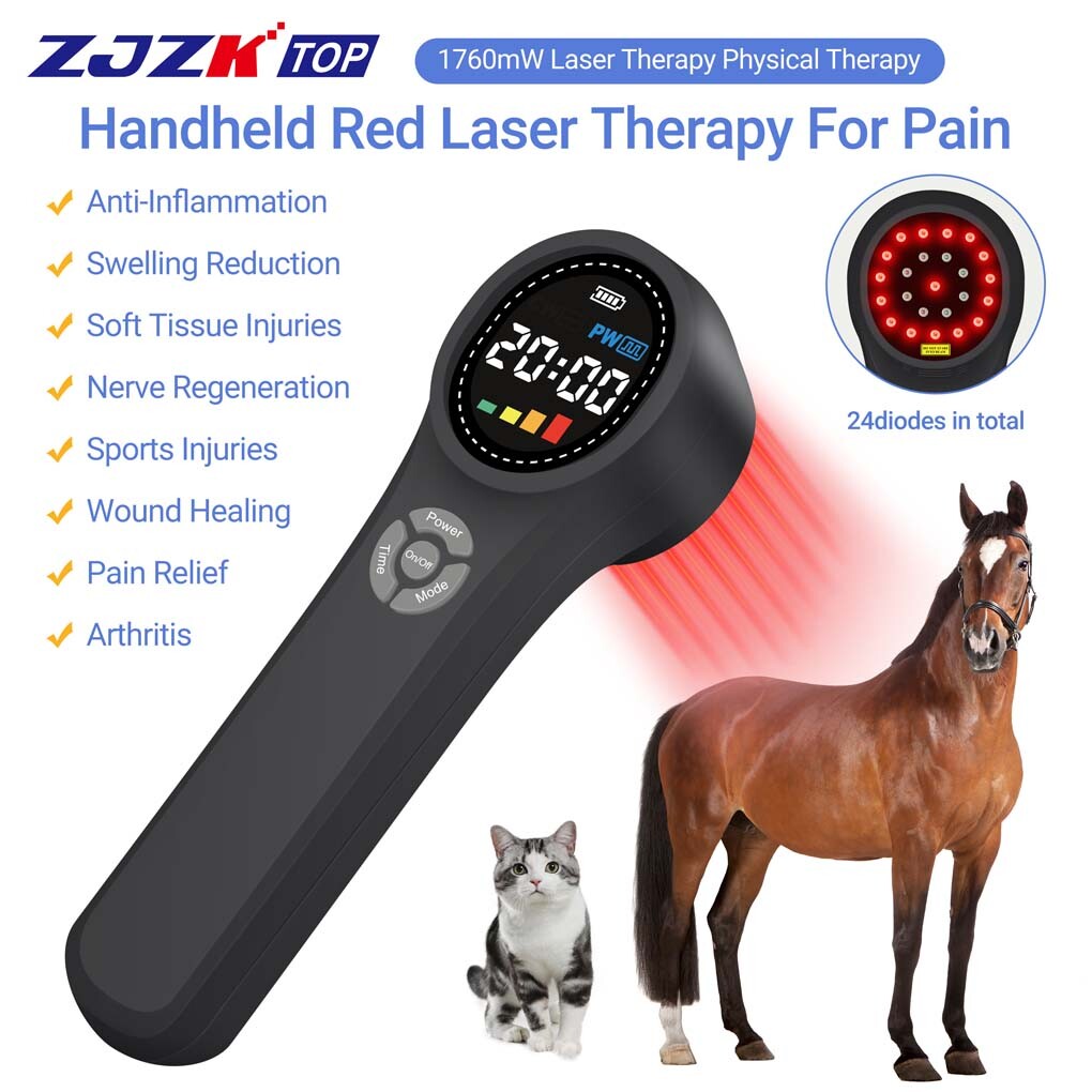 Medical 1760mW Cold Laser Therapy Device Class4 Human Horses Dogs Pain Relief