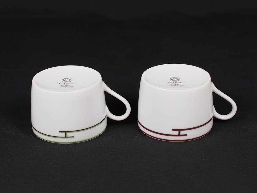 Hermes Rhythm Cup & Saucer Set 2pc White Ceramic with Box Authentic Rare