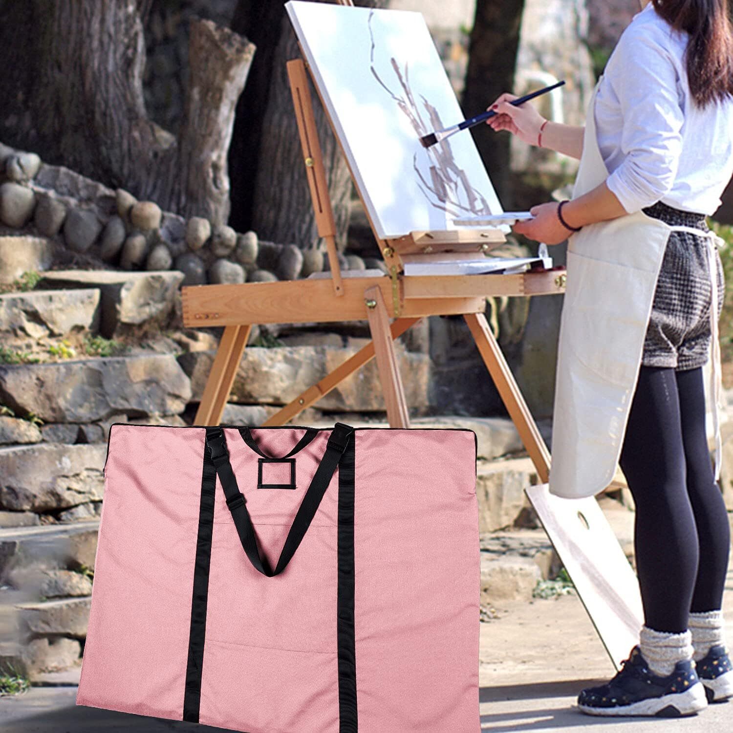 Large Size Art Portfolio Bag with Nylon Shoulder, 24 x 36 inches Light pink