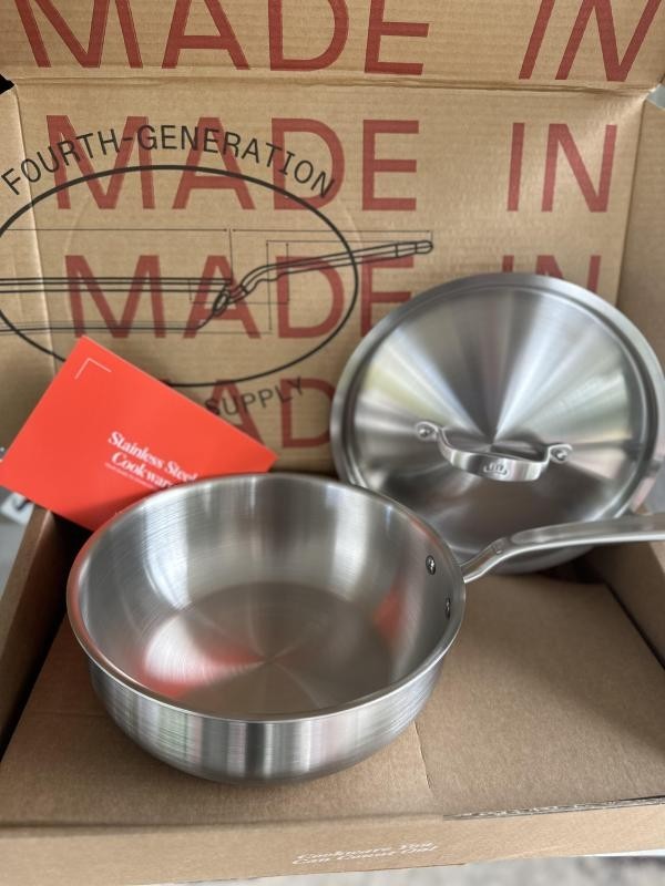 Made In Stainless Steel Clad 3-Quart Saucier with Lid, NIB