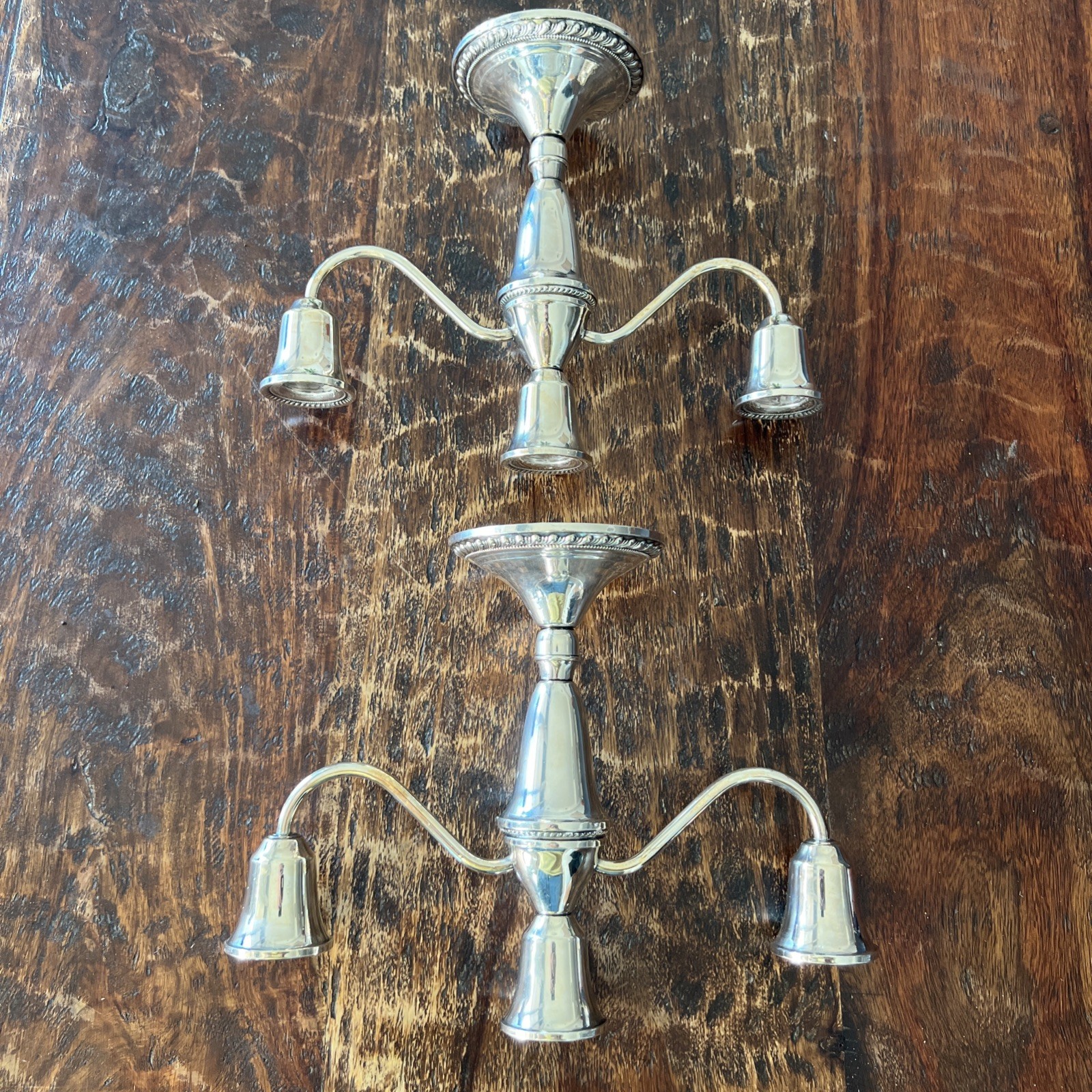 Pair of Duchin Creation Sterling Silver 3 Arm Candelabras Candle Holders