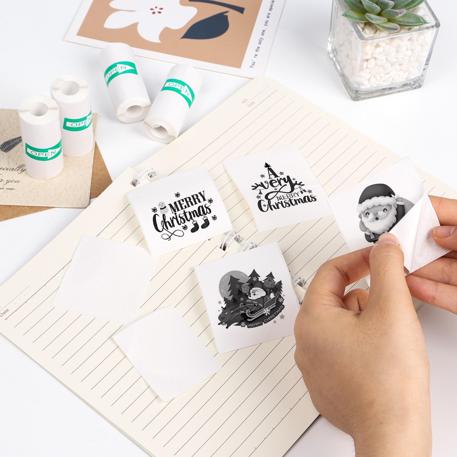 10 Rolls Mini Thermal Printer Sticker Paper, 57 X 25mm Self-Adhesive Thermal ...