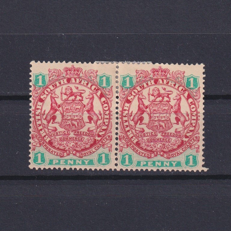 RHODESIA 1896, SG# 42, CV £30, Die II, pair, MH