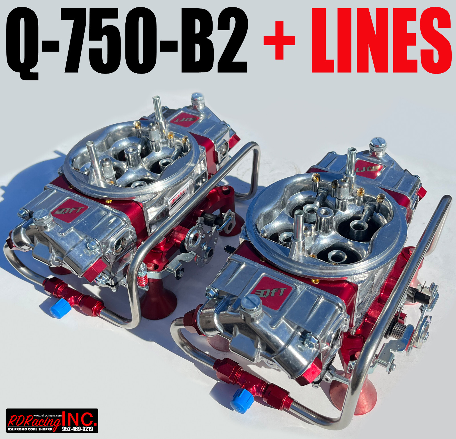 QUICK FUEL Q-750-B2 750 CFM BLOWER SUPERCHARGER CARBS WITH FUEL LINE KIT LOOK