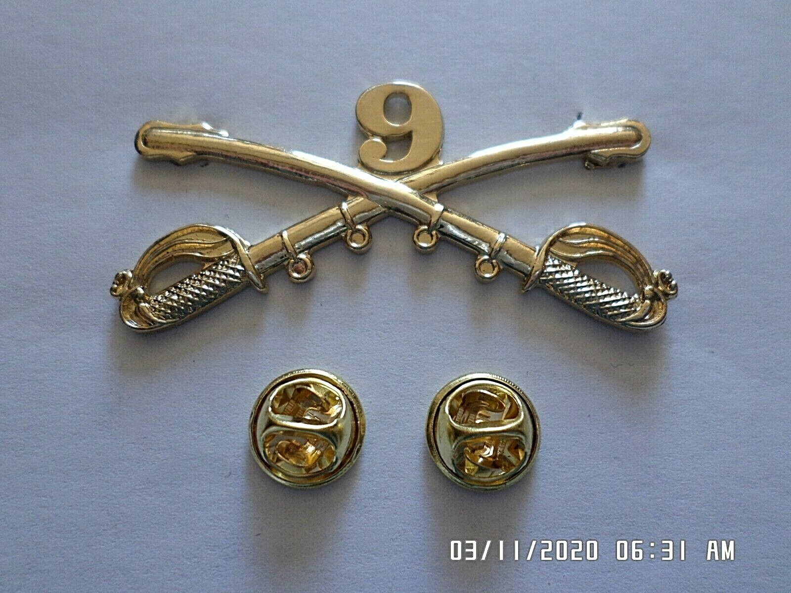 9th CAVALRY SWORDS SABERS MILITARY HAT PIN REGIMENT BADGE BUFFALO SOLDIERS