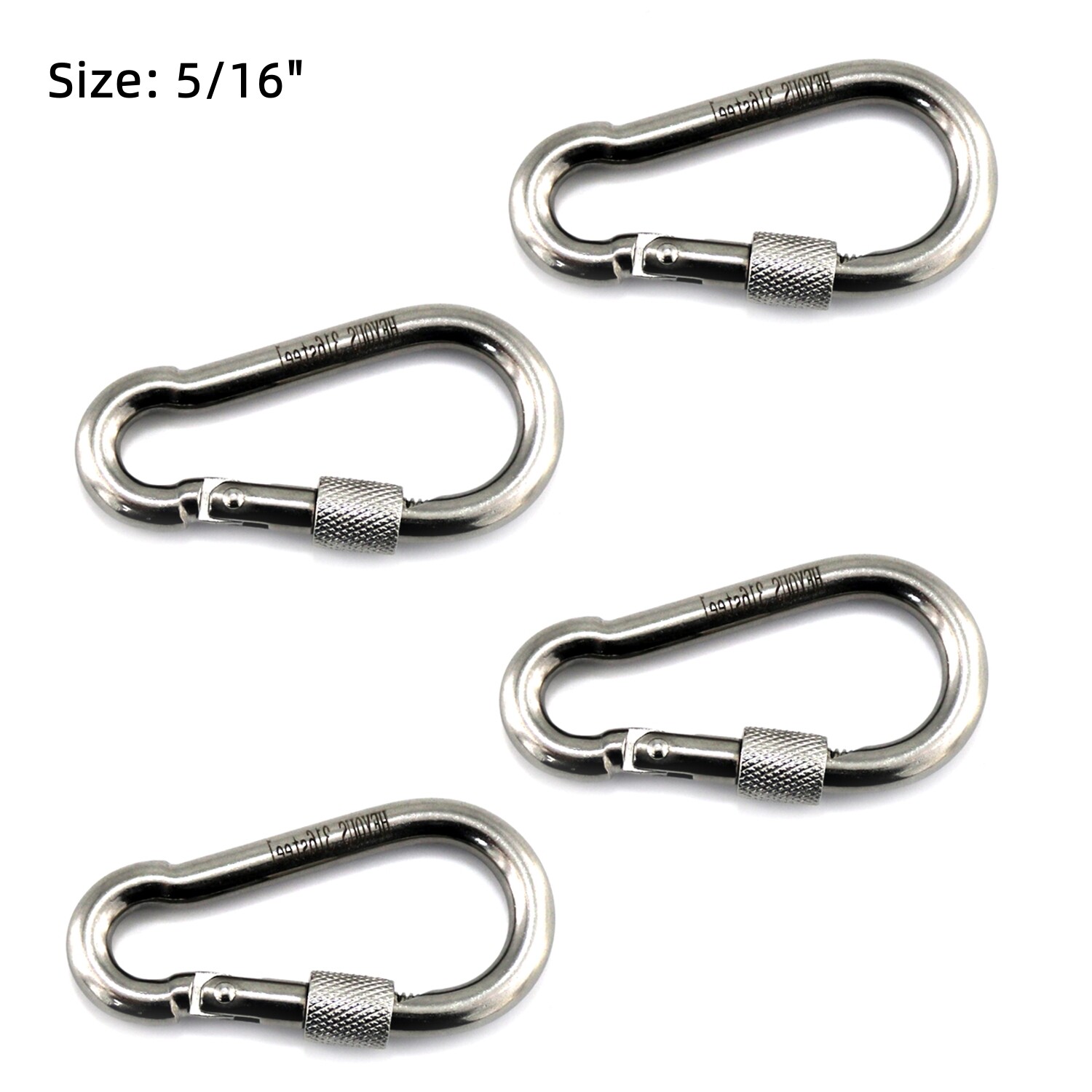 4PCS 3.16" 316 Stainless Steel Carabiner Clips Heavy Duty Lock Snap Spring Hook