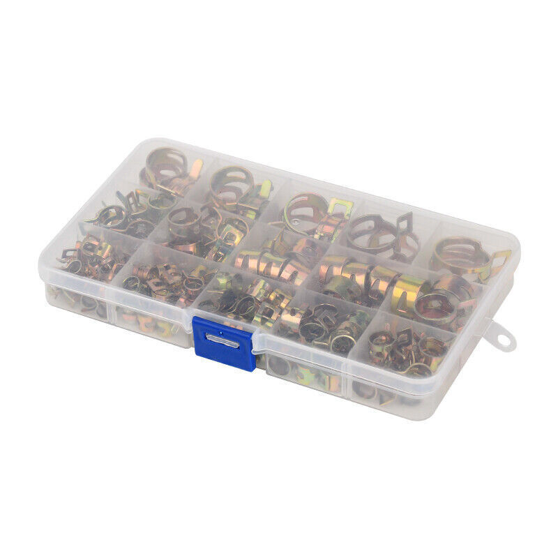 115pc Hose Spring Clamps Fastener Fuel Water Line Pipe Air Tube Clips Kit 6-22mm