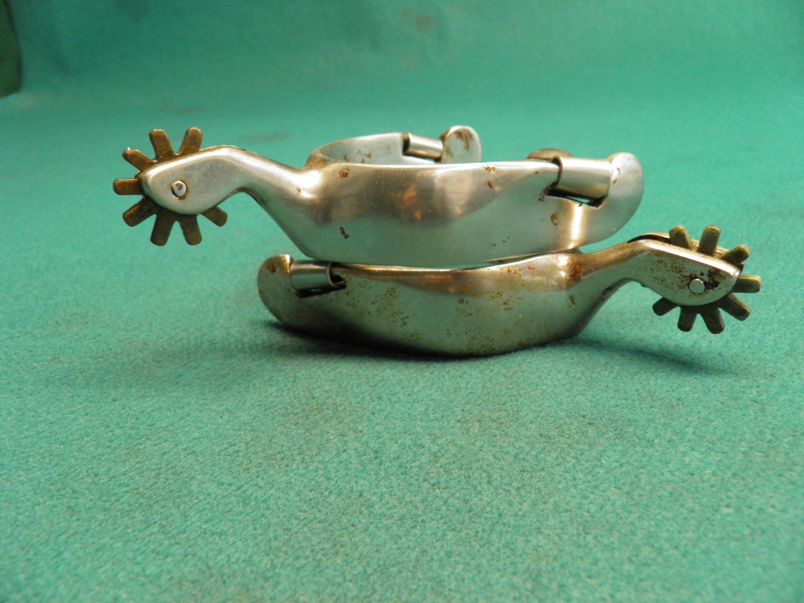 NICE VINTAGE PAIR OF STAINLESS STEEL WESTERN COWBOY SPURS