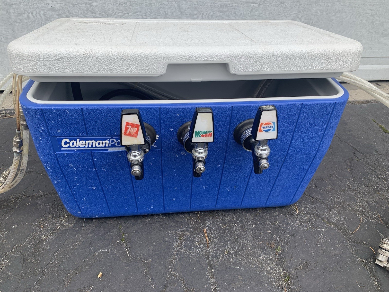 Jockey Box Coleman Cooler Pop w/ 3 Faucet Pepsi 7up Mountain Dew 5248-5286-5296