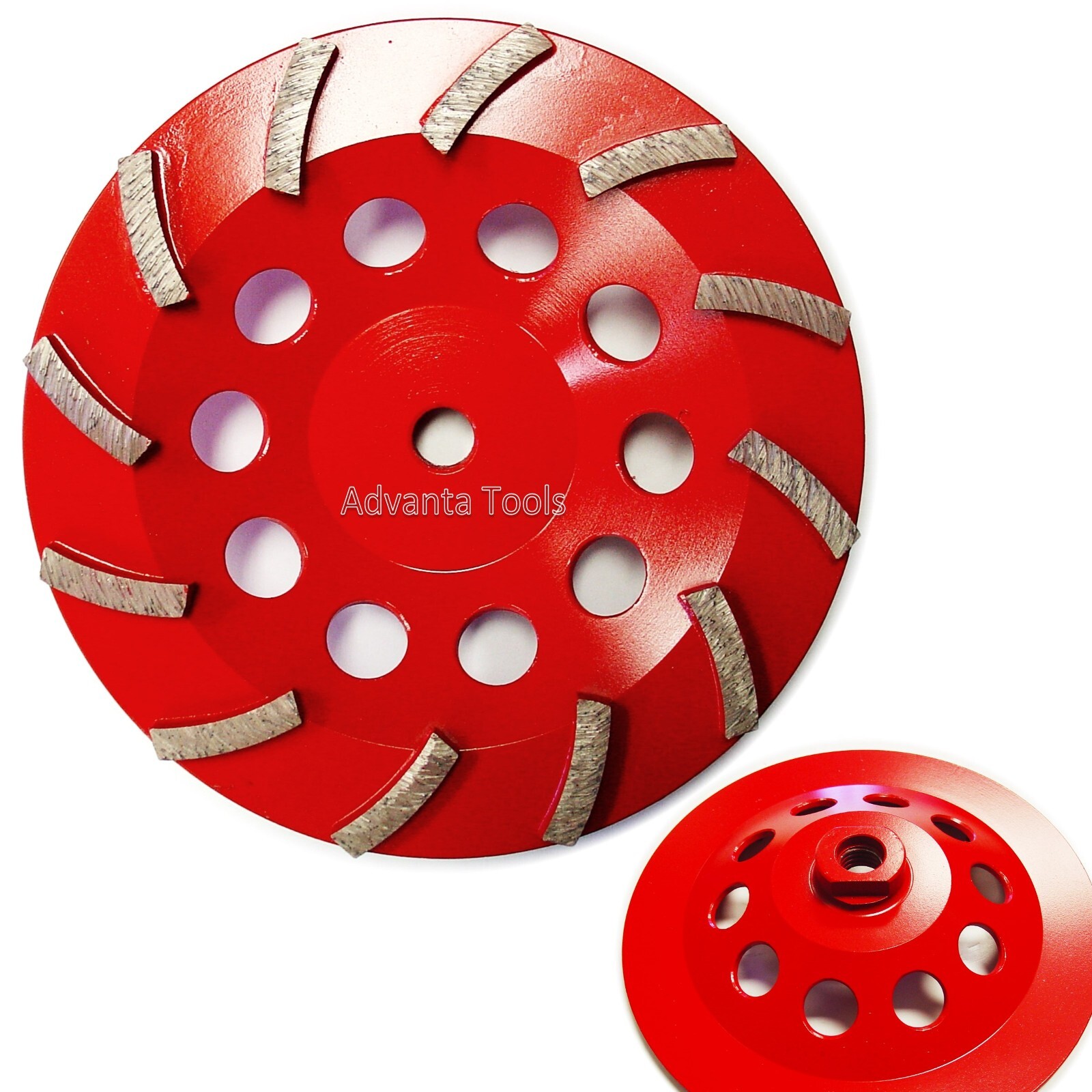 10PK 7” Spiral Turbo Grinding Cup Wheel - 25/30 Diamond 12seg w/ 5/8"-11 Arbor