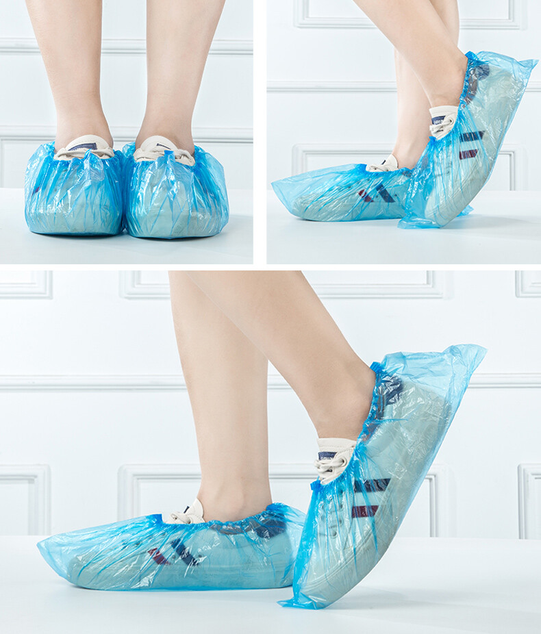 100 Pieces of disposable plastic shoe covers Water Dust Proof 5.9X14.5 Size L