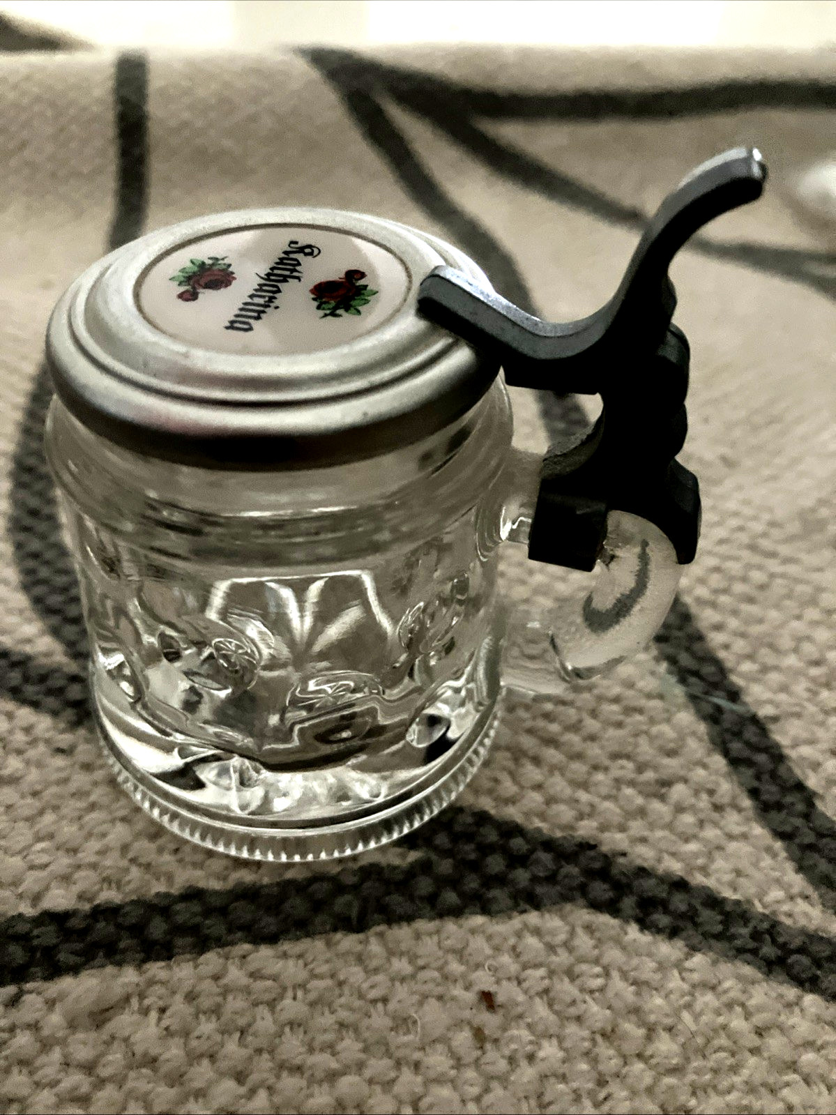 Mini German Beer Tankard Katbarina Aluminum Lid 2-3/4"