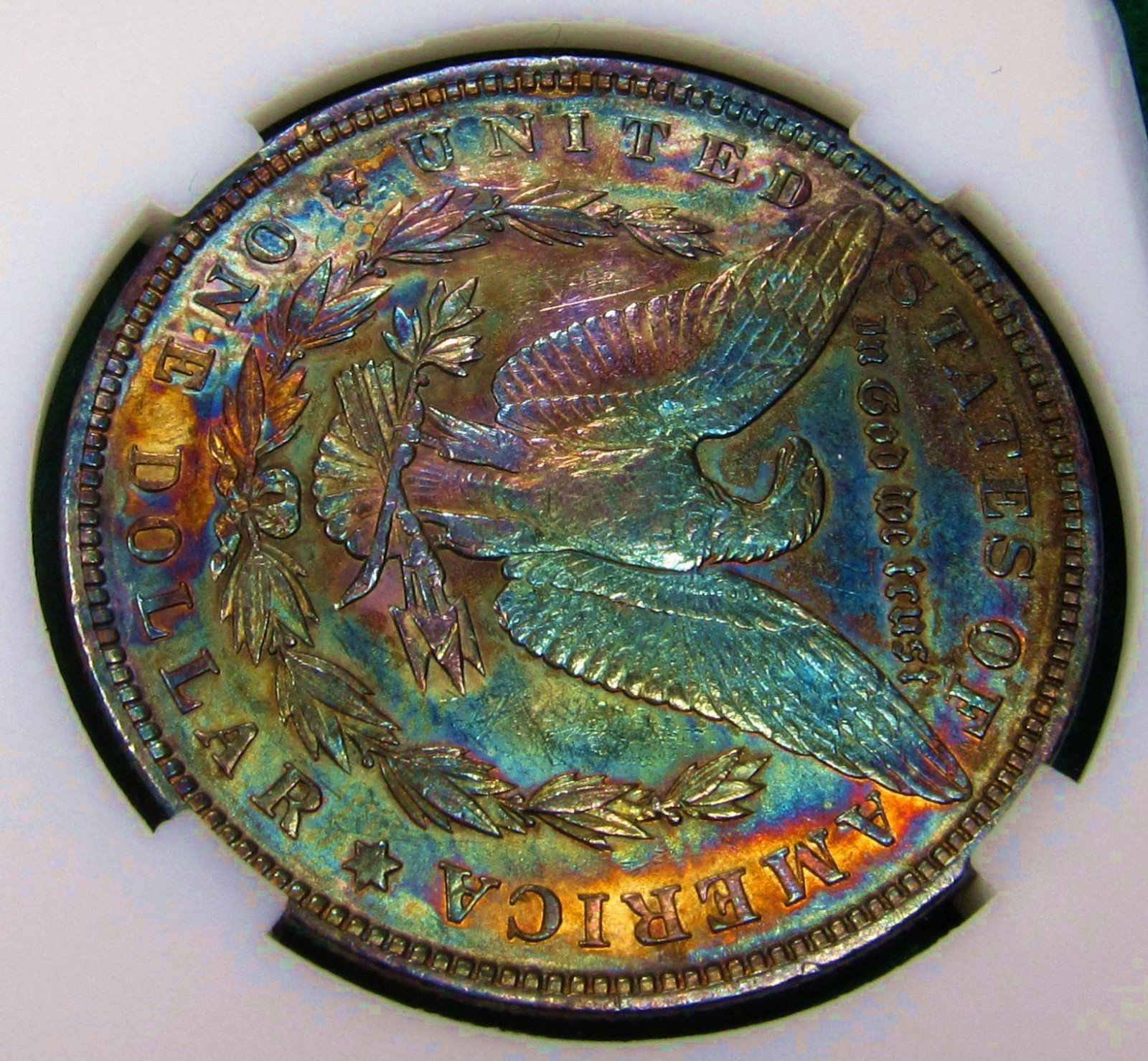 1896 Morgan Dollar Toned Silver ✪ MS ✪ Colorful Rainbow Toning~Gold Magenta Blue