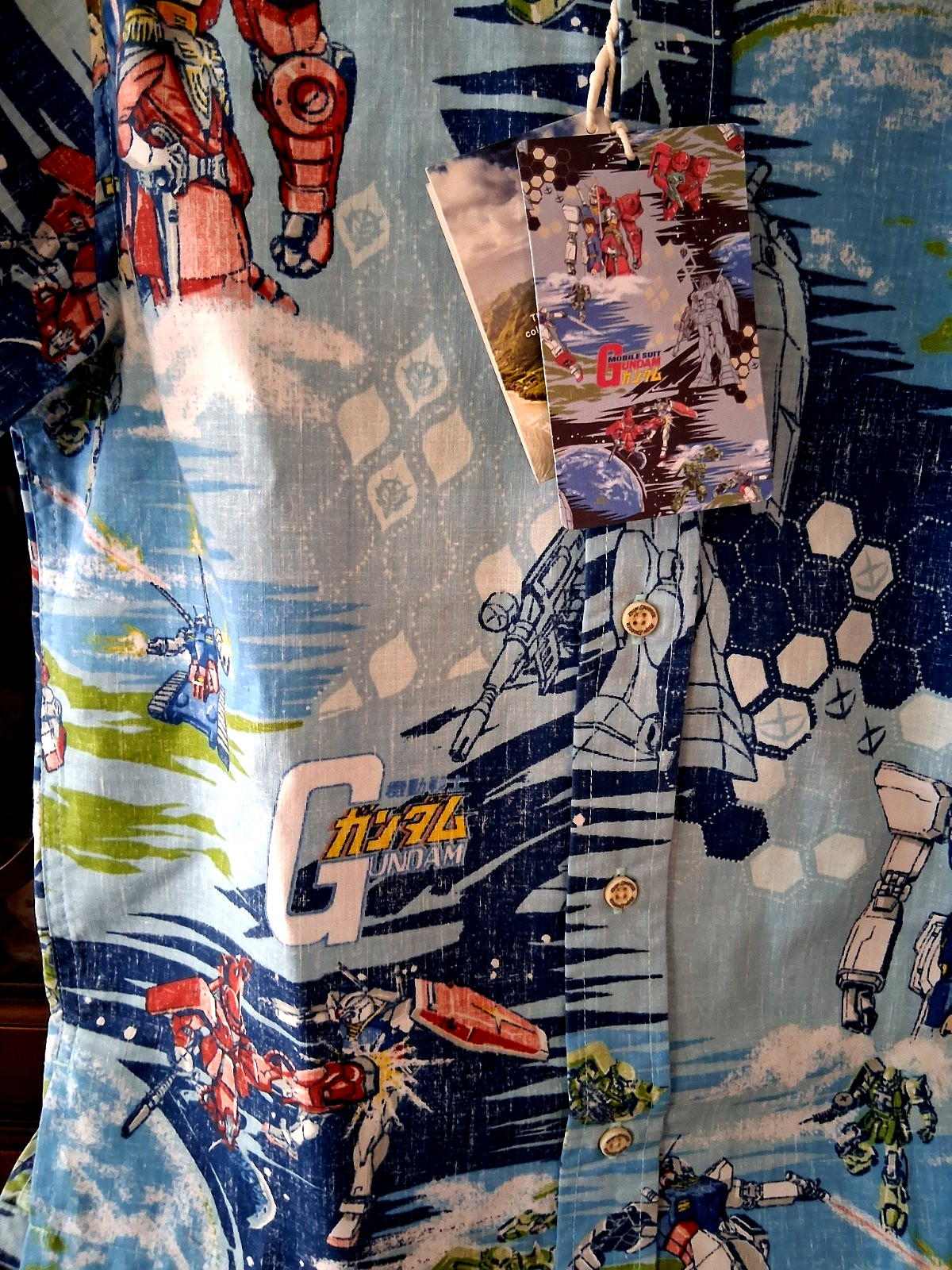 Reyn Spooner Boy's MOBILE SUIT "GUNDAM" Sky Full Button Front Shirt Sizes