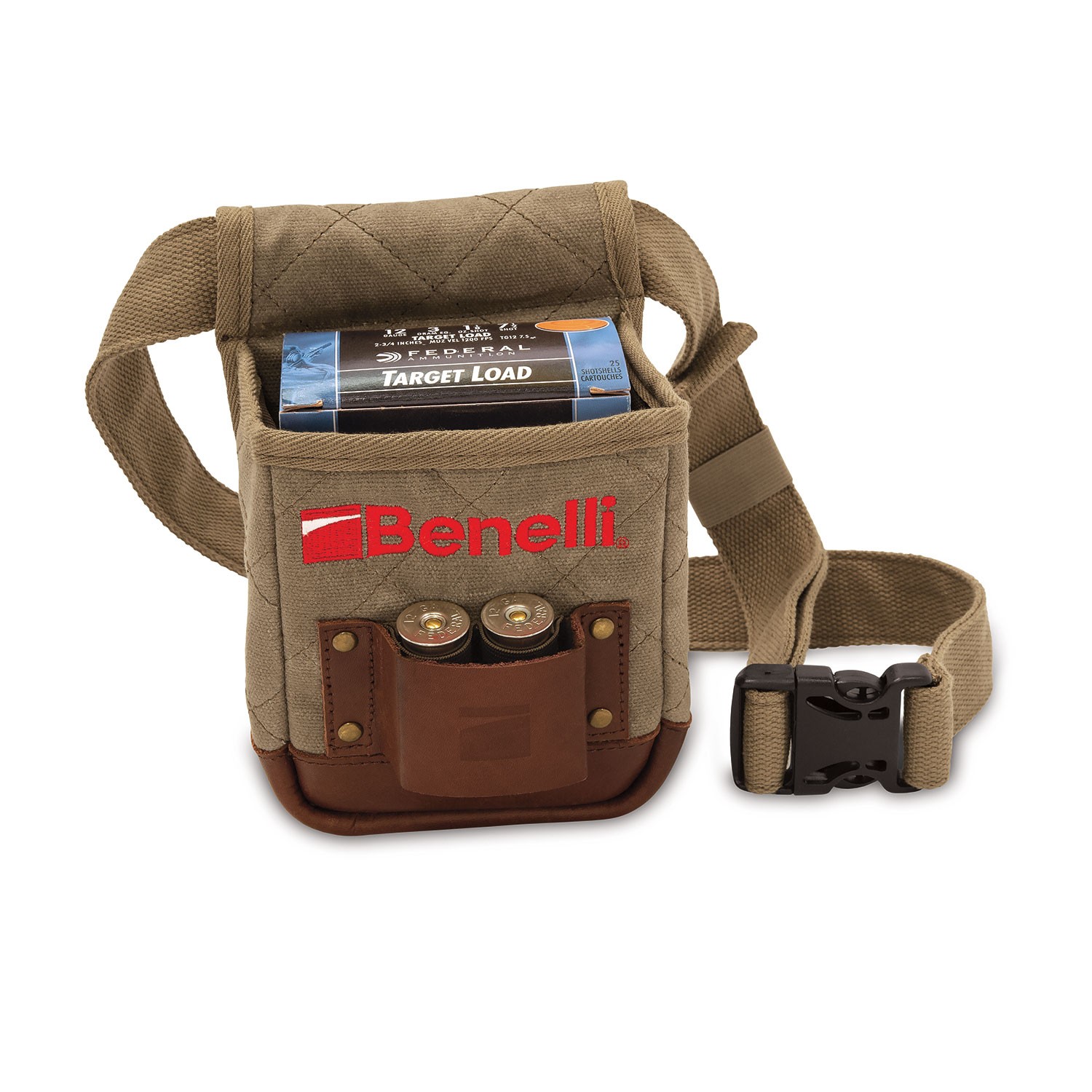 Benelli Small Lodge Collection Shell Pouch Olive Waxed Cotton