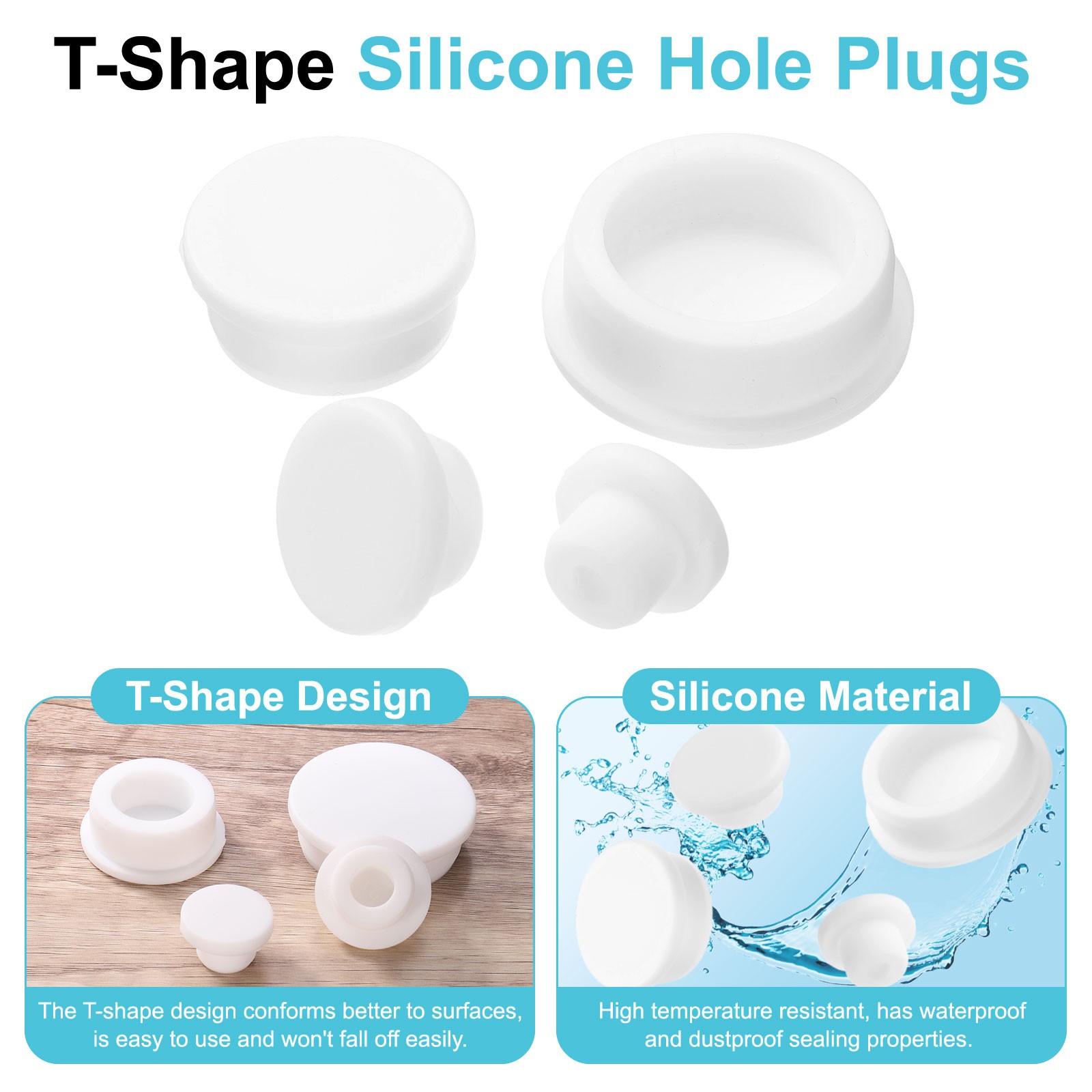 2Pcs Silicone Hole Plug, Round Rubber Stoppers for 65mm/2.56" Hole, White