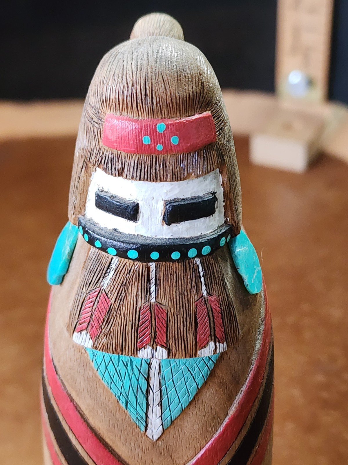 Vtg Native Hopi Hand Carved & Painted Long Hair Maiden Kachina Doll By O. Larson