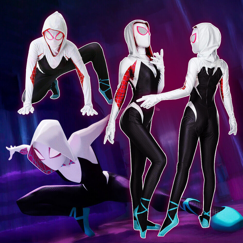 Spider-Women Gwen Stacy Costume Girls Spandex Jumpsuit Cosplay Bodysuit Outfits