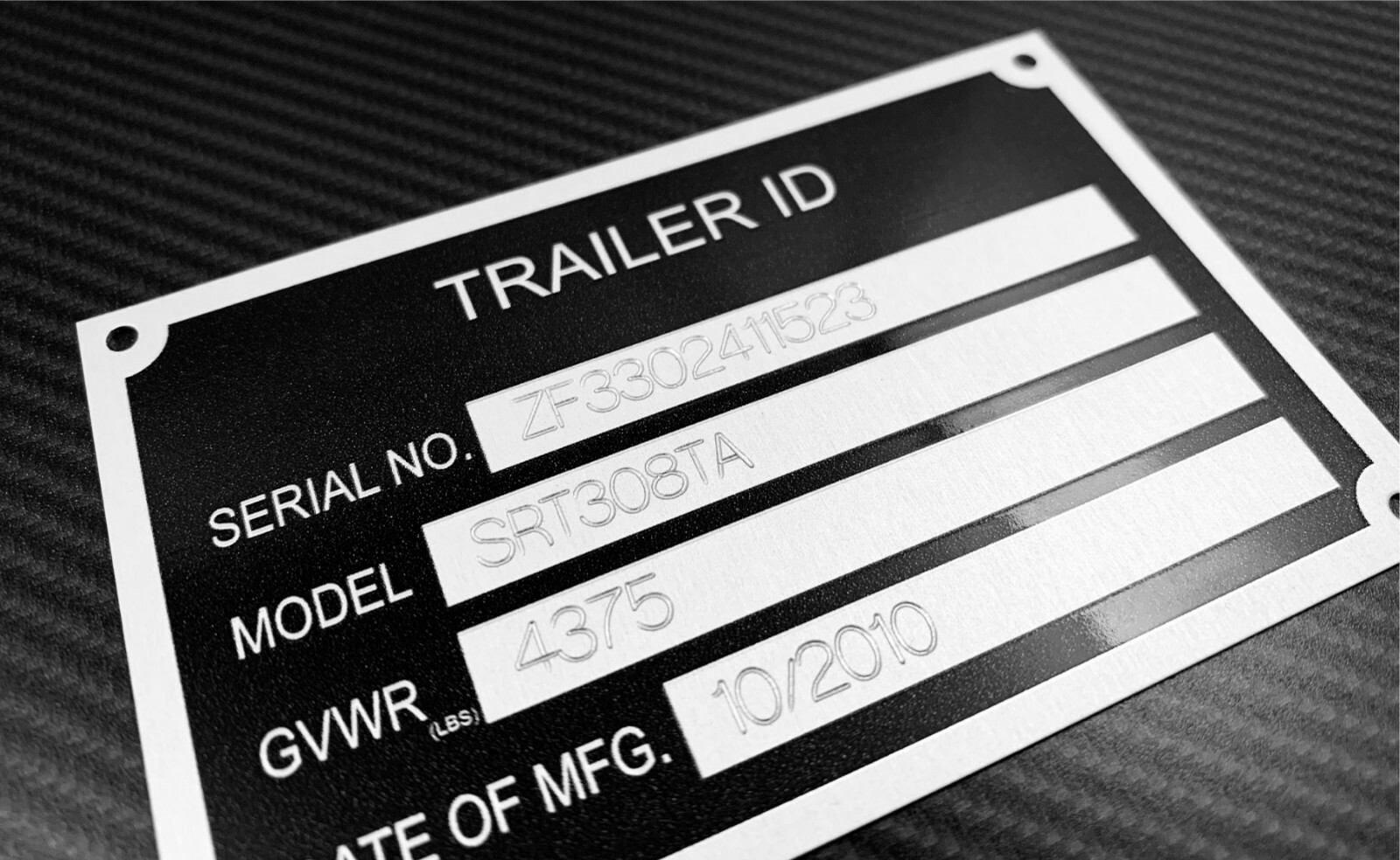 TRAILER ID TAG PLATE DATA ENGRAVED WITH NUMBER IDENTIFICATION TAG FREE SHIP