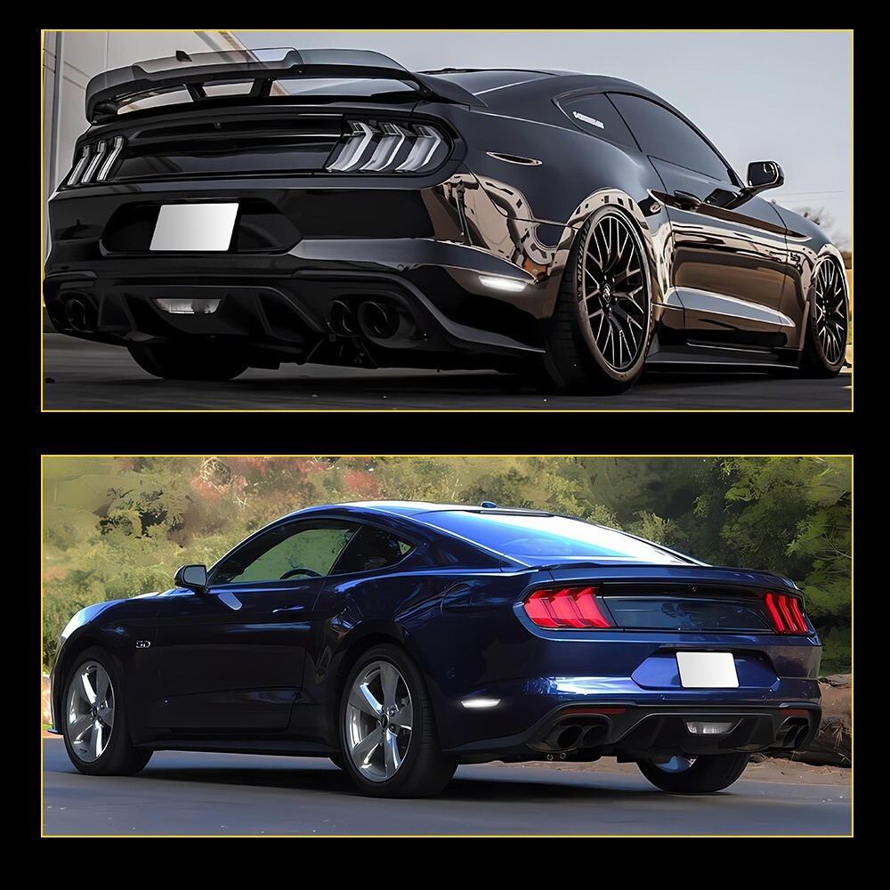 For 2015-2022 Ford Mustang LED Rear Bumper Side Marker Lights Clear Lens White