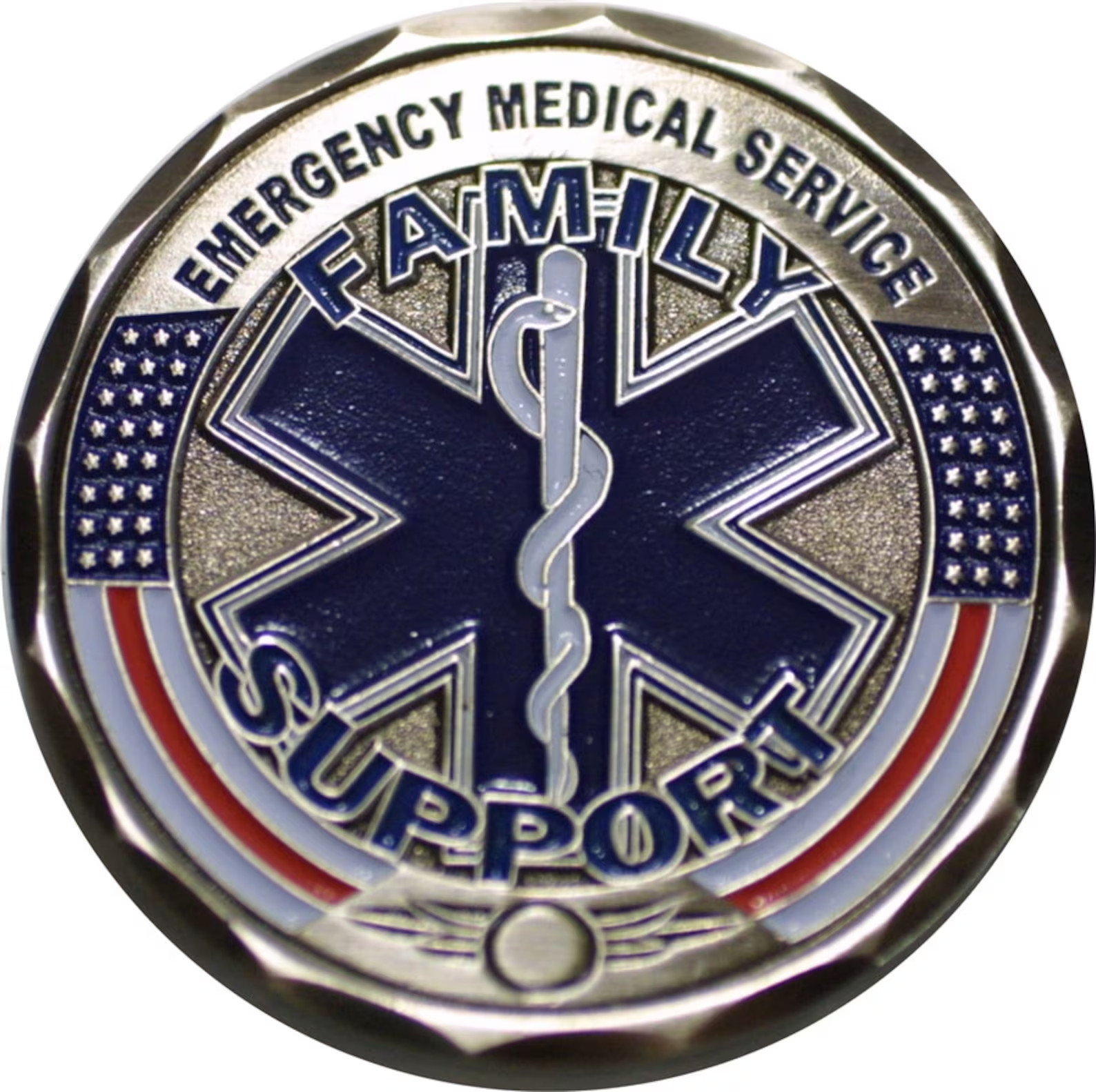 Emergency Family Support Star Of Life Challenge Coin- Show Your Support For EMS