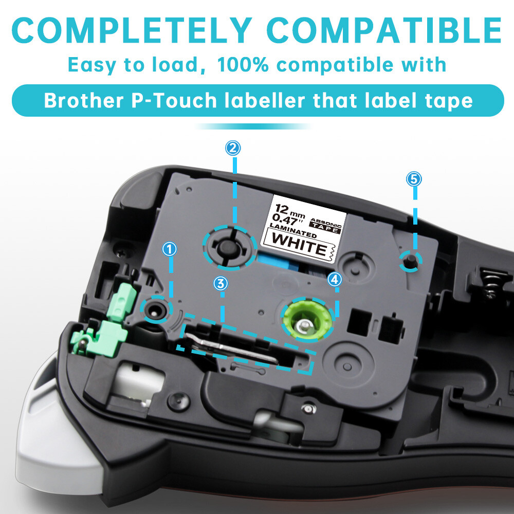 6PK Label Maker Tape 12mm Laminated for Brother P-Touch TZ-231 TZe-231 PT-D210
