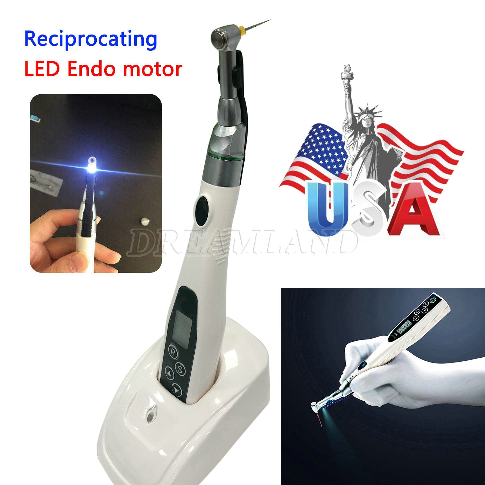 Dental Cordless LED Endo Motor 16:1 Contra Angle/Apex Locator Root Canal Finder