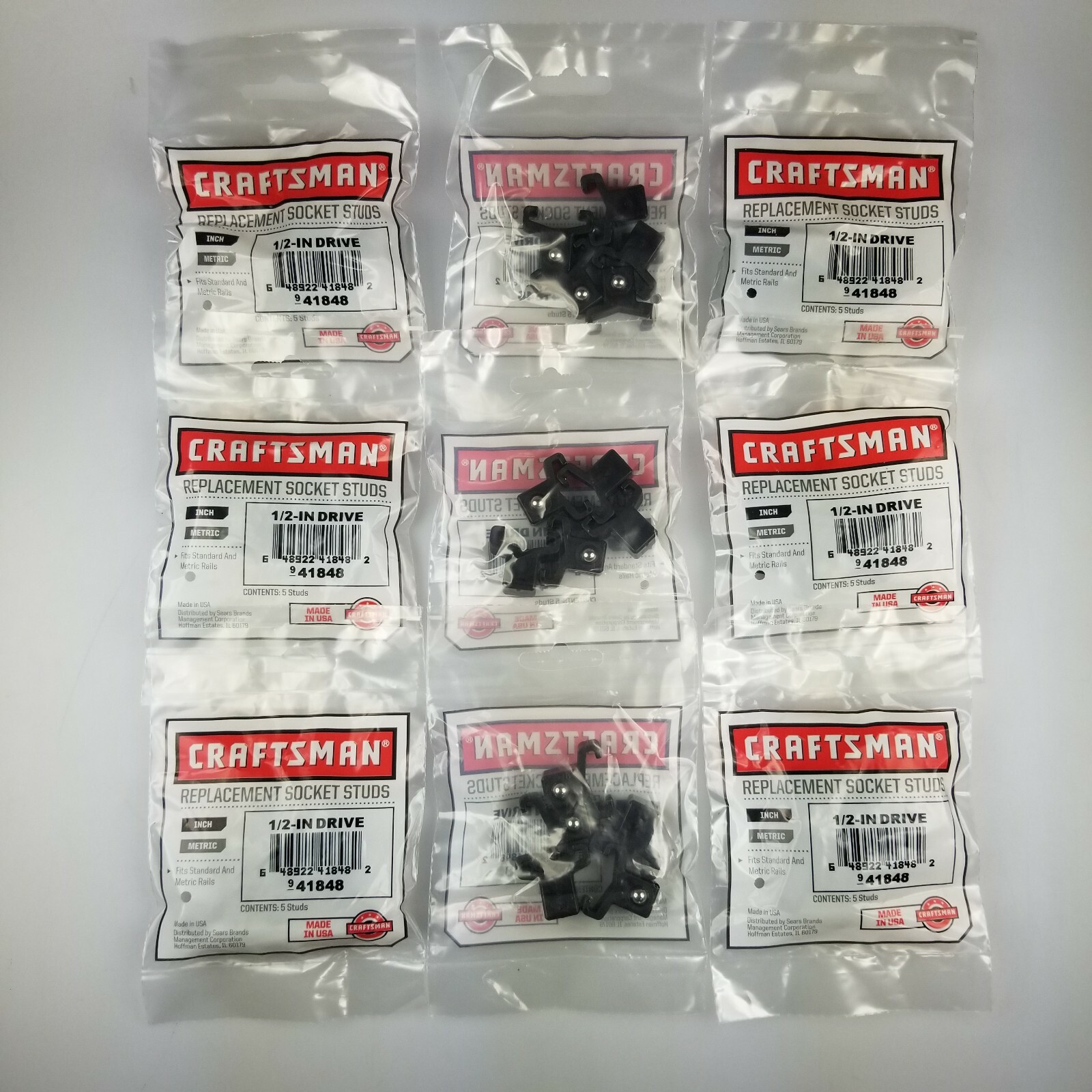 45 PC CRAFSTMAN 1/2" BLACK REPLACEMENT SOCKET STUD RACH RAIL CLIPS