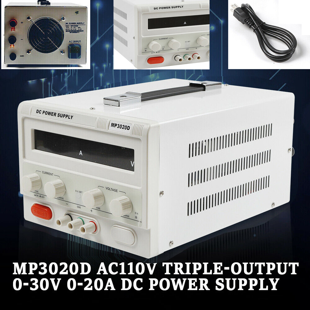 MP3020D LED Regulated Variable Lab DC Bench Power Supply 0-30V 0-20A +Power Line