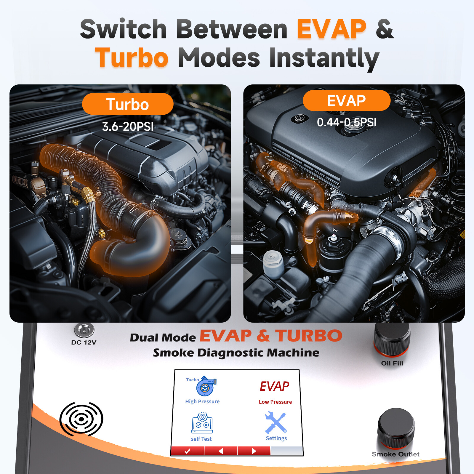 FOXWELL ST2000 Auto EVAP Turbo Leak Detector Smoke Machine with 4" LCD Screen