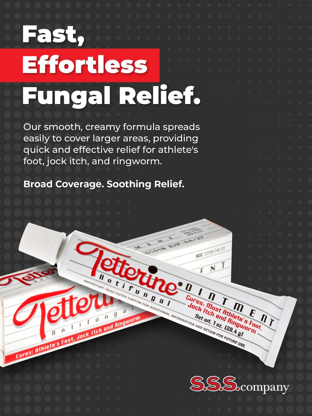 Tetterine Antifungal Cream for Athlete's Foot, Jock Itch, Ringworm - 1 oz