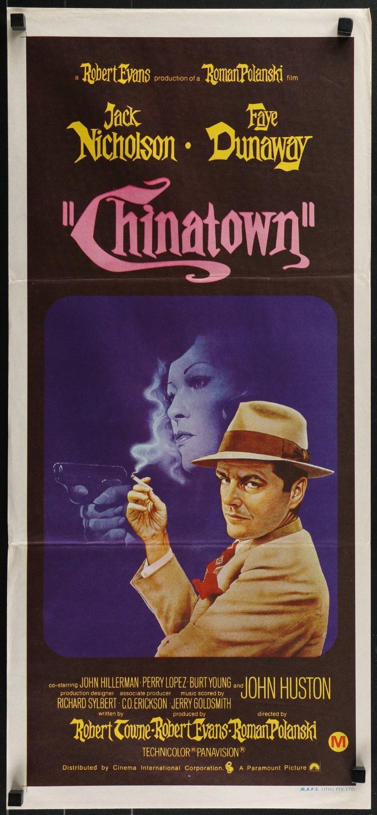 Chinatown Original Vintage Movie Poster [13.5x30] 1975 Jack Nicholson