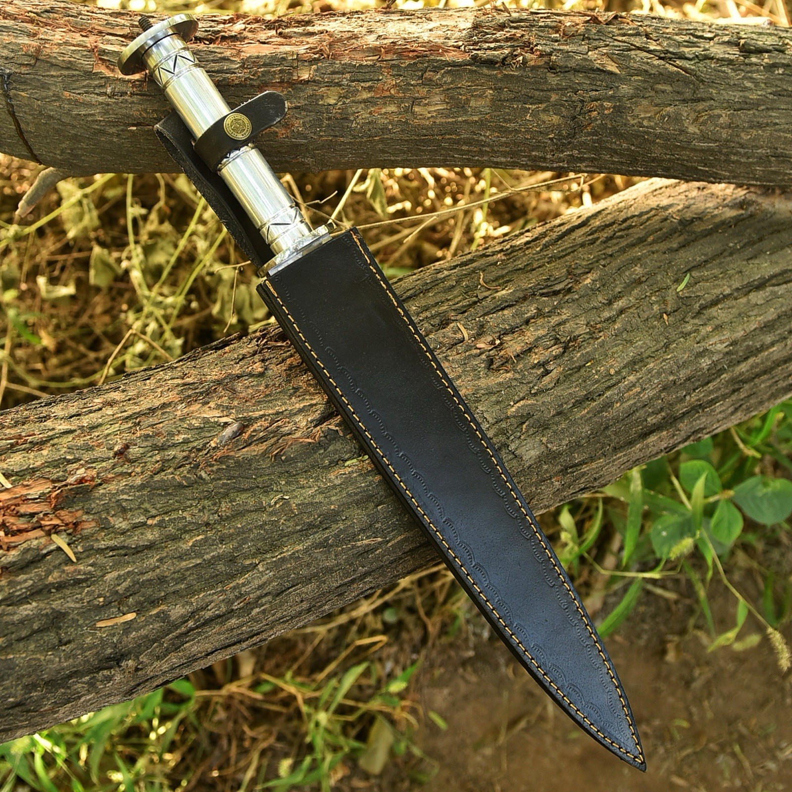 European Double Edge Sword dirk-style fighting blade With Leather Sheath