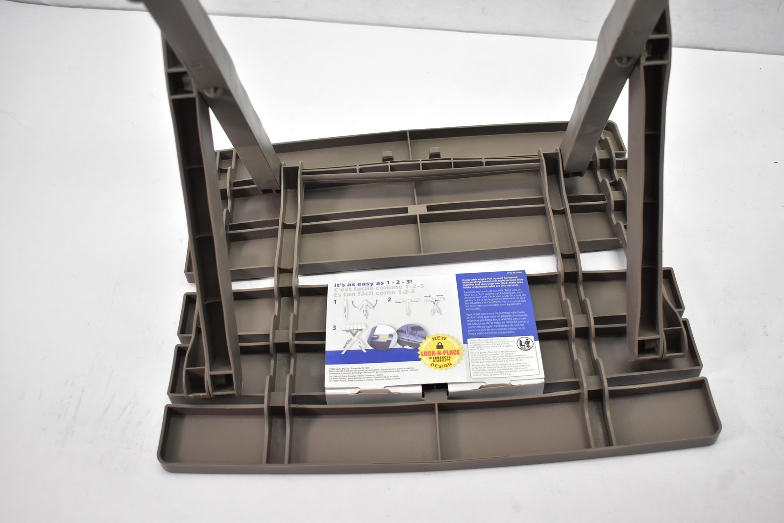 Adams Quik-Fold Side Table Portobello Portable Outdoor Patio Lock-N-Place Resin