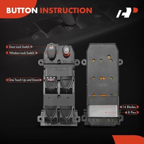 Front Left Master Power Window Switch - Compatible with 2006-2011 Honda Civic